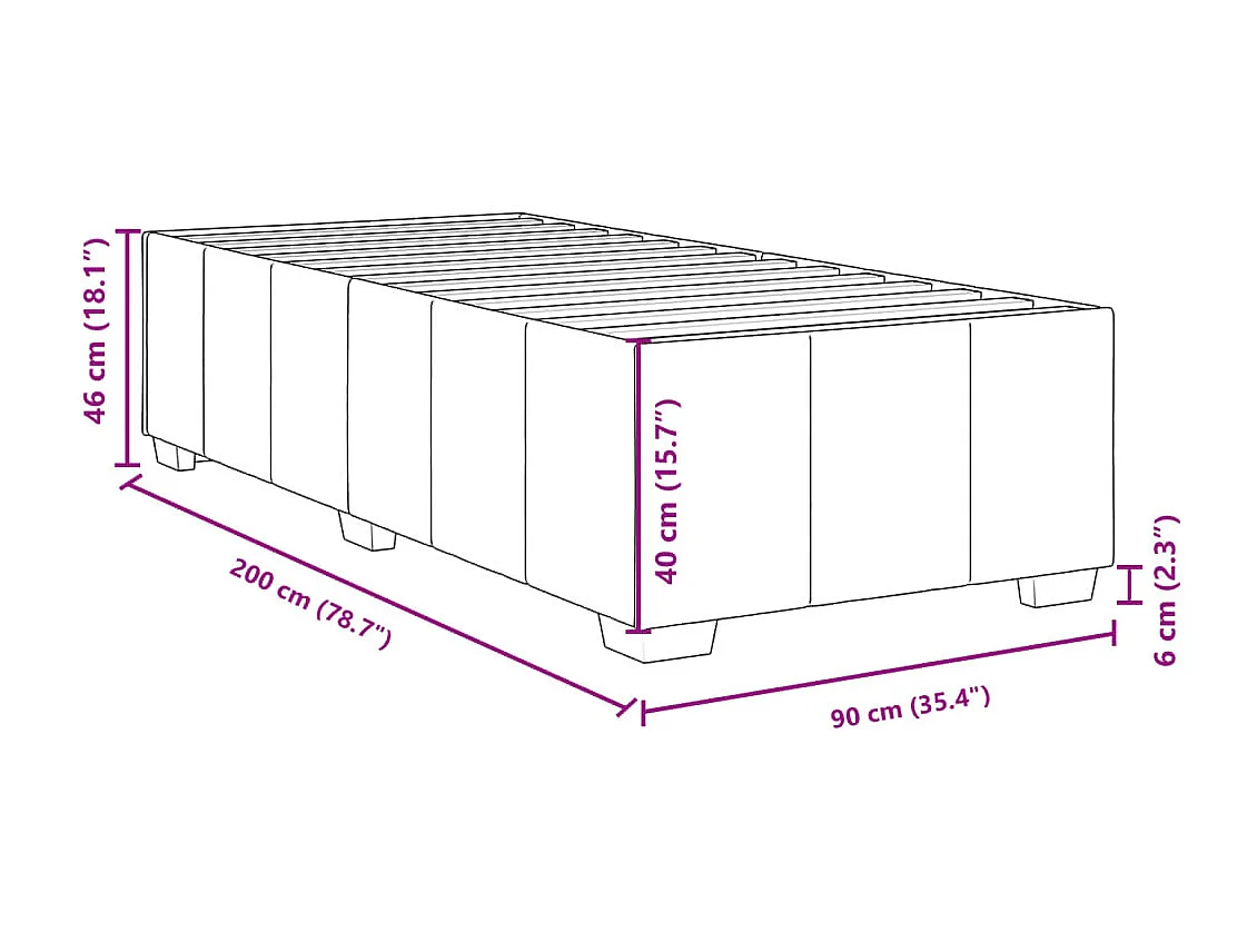 Cadre de lit sans matelas bleu 90x200 cm tissu