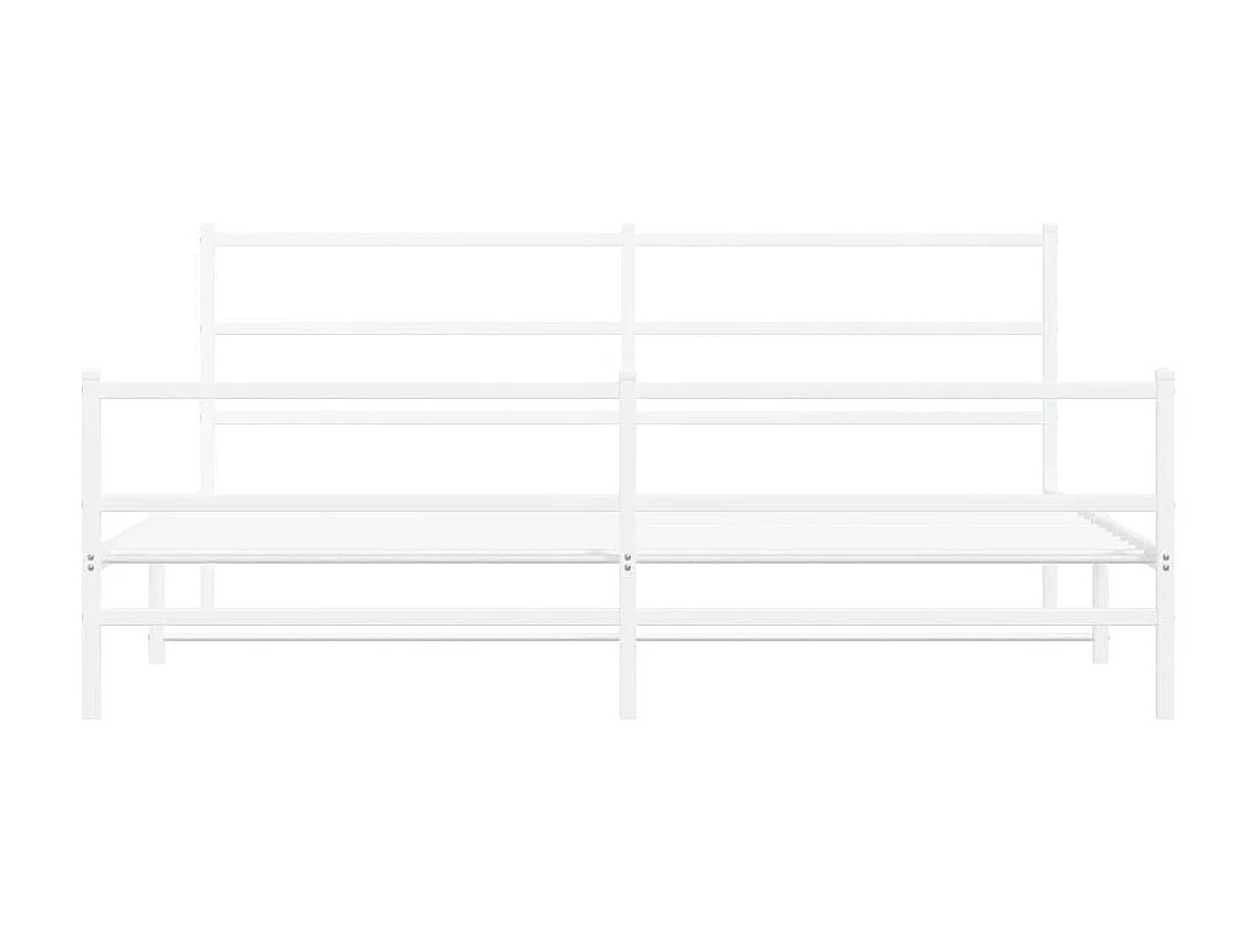 Cadre de lit métal sans matelas et pied de lit blanc 193x203 cm