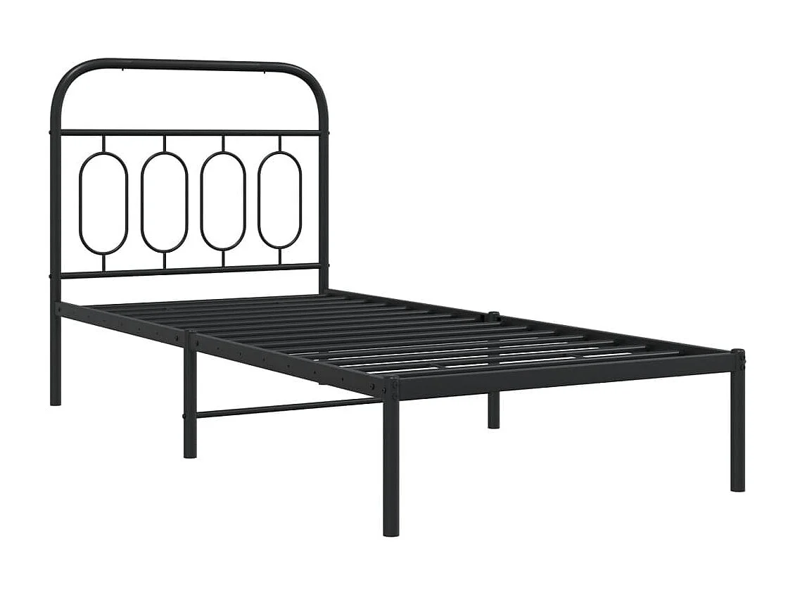 Bedframe met hoofdbord metaal zwart 80x200 cm