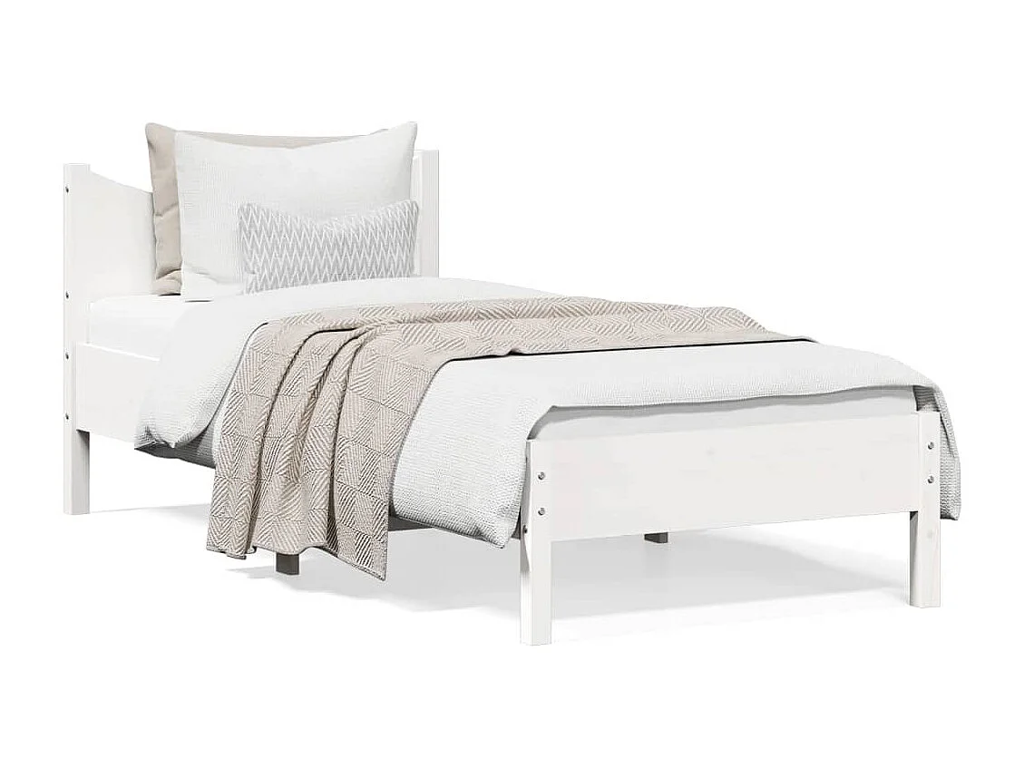 Bedframe zonder matras massief grenenhout wit 90x200 cm