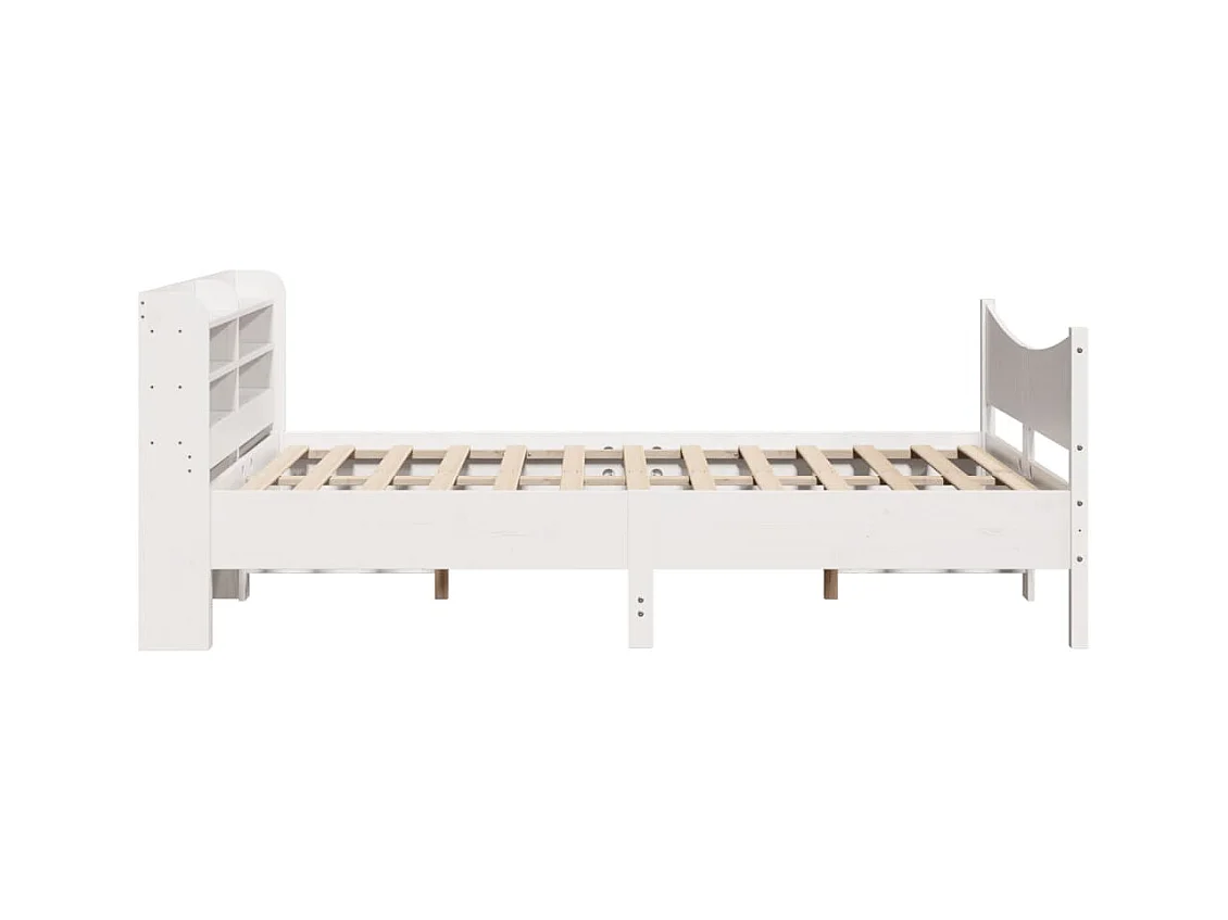 Bedframe met hoofdbord massief grenenhout wit 160x200 cm