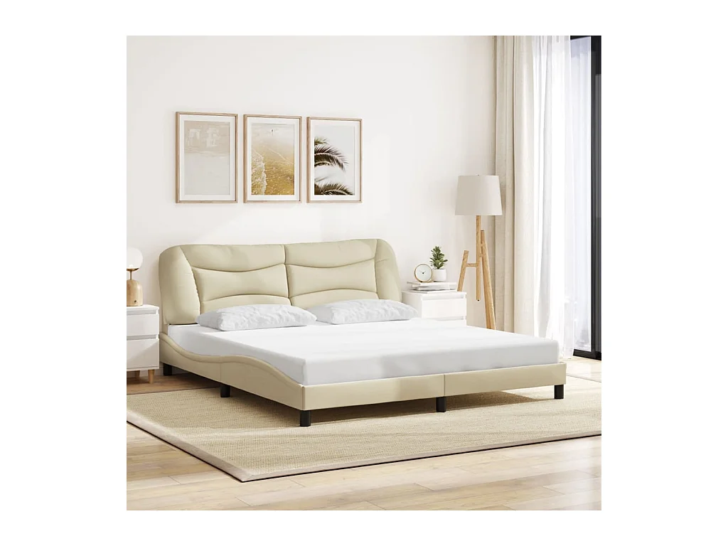 Giroletto senza Materasso Crema 180x200 cm in Tessuto