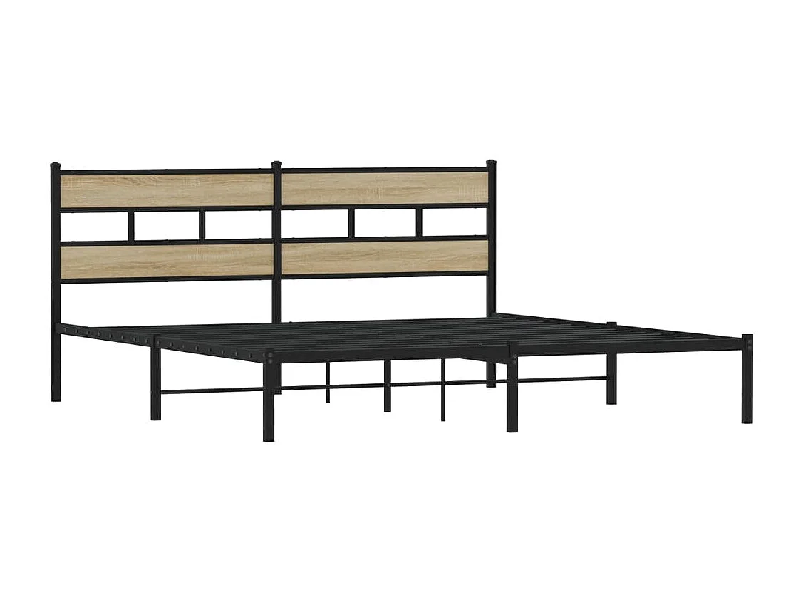 Cadre de lit en métal sans matelas chêne sonoma 183x213 cm