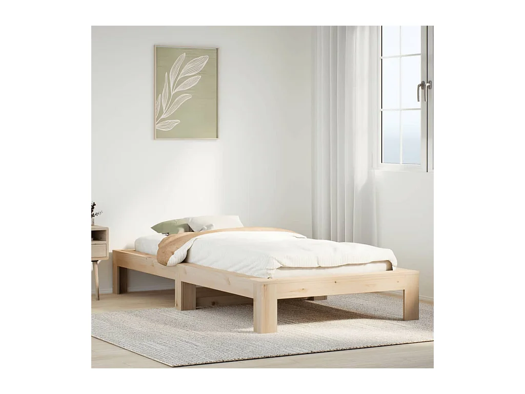 Bedframe zonder matras massief grenenhout 75x190 cm