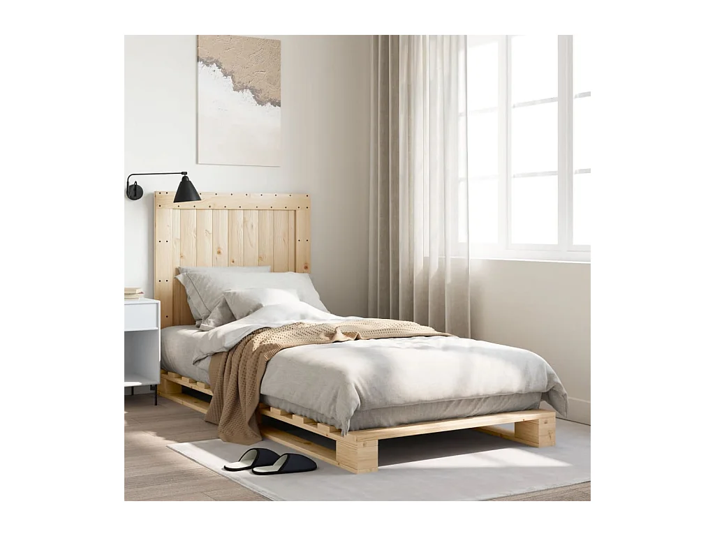 Cadre de lit sans matelas avec tête de lit 90x200cm bois massif