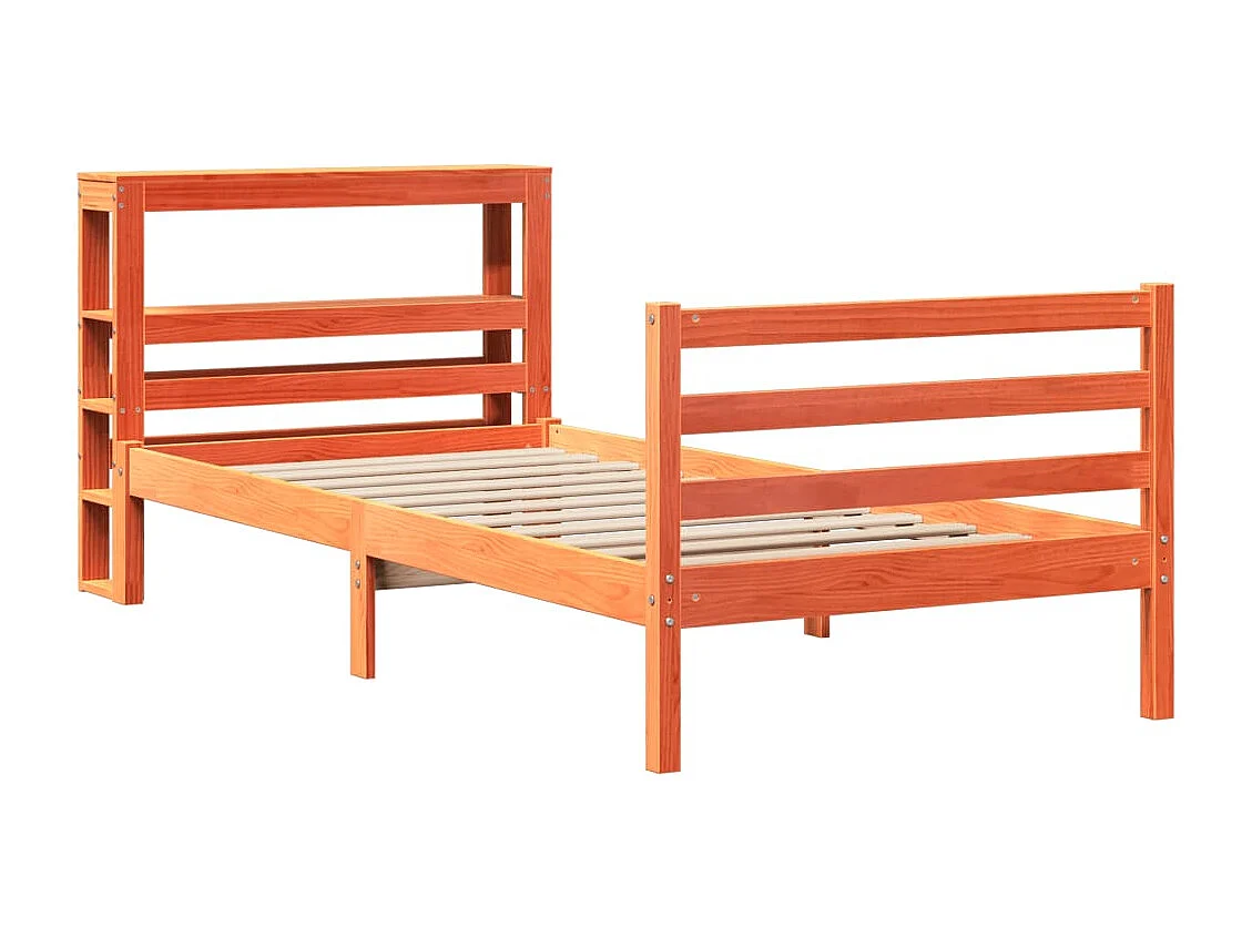 Massivholzbett ohne Matratze Wachsbraun 90x190 cm Kiefernholz