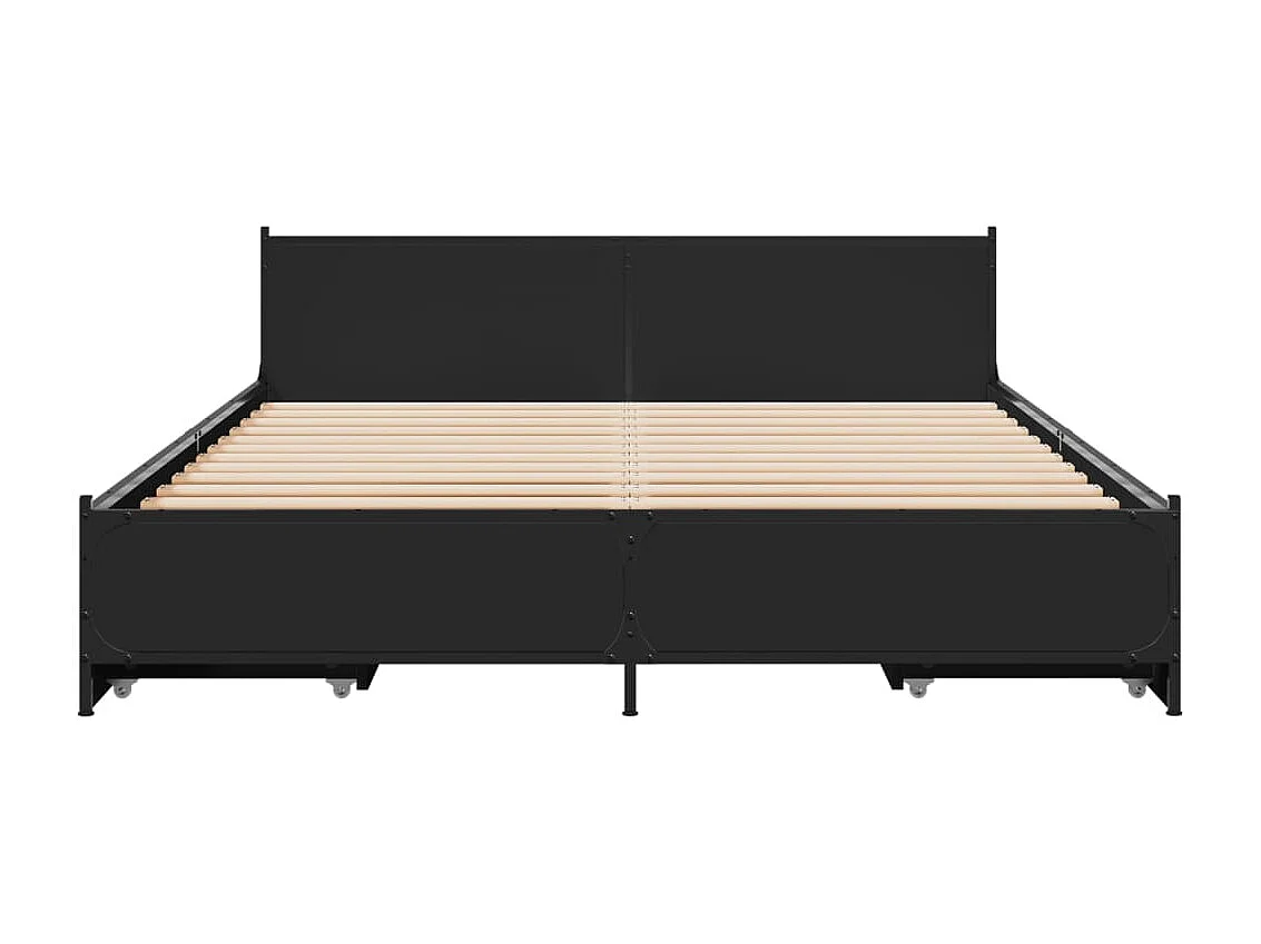 Bettgestell mit Schubladen Schwarz 150x200 cm Holzwerkstoff