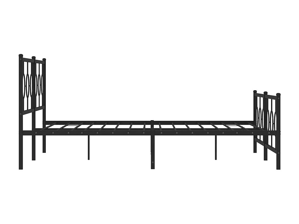 Cadre de lit métal sans matelas avec pied de lit noir 193x203cm