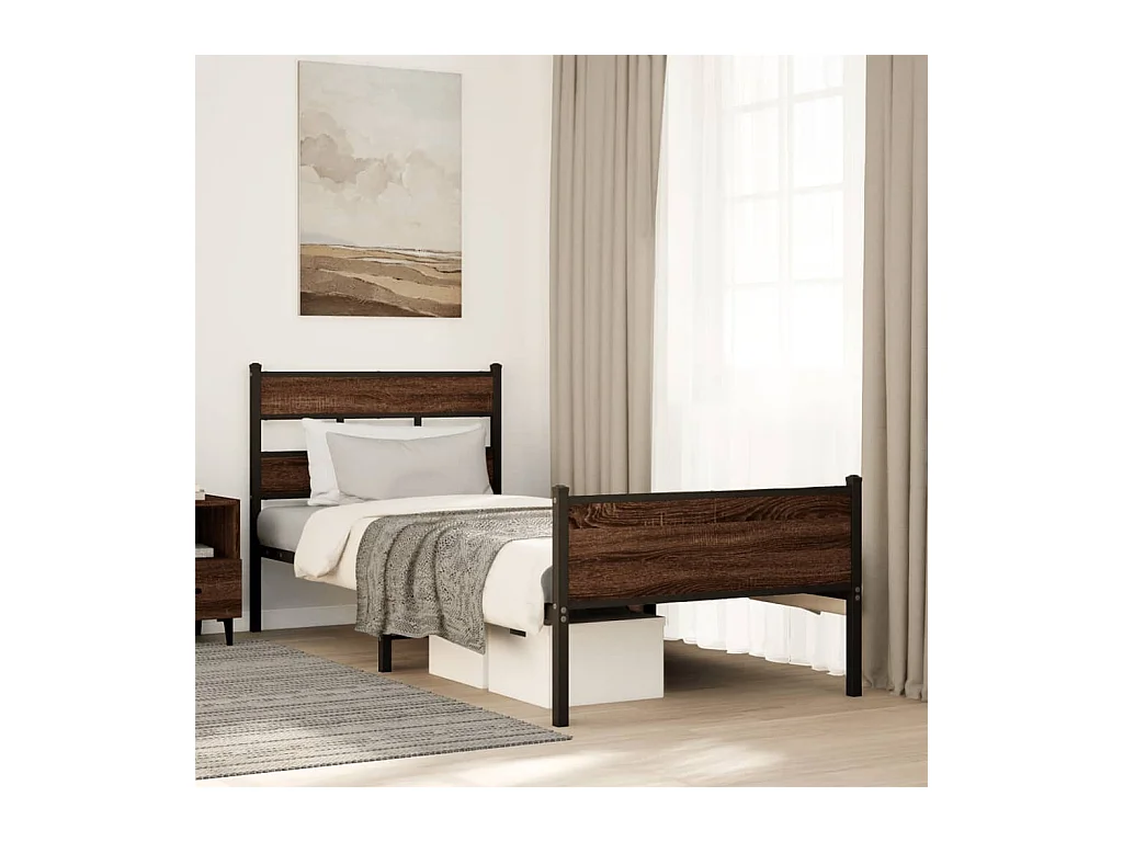 Cadre de lit sans matelas chêne marron 107x203 cm