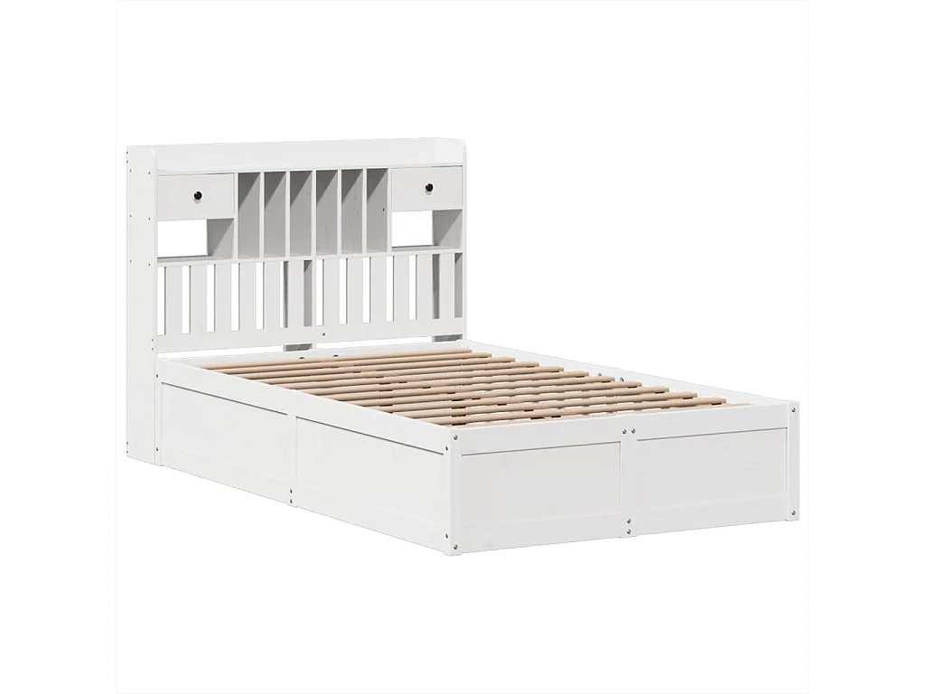 Cadre de lit sans matelas blanc 135x190 cm bois de pin massif