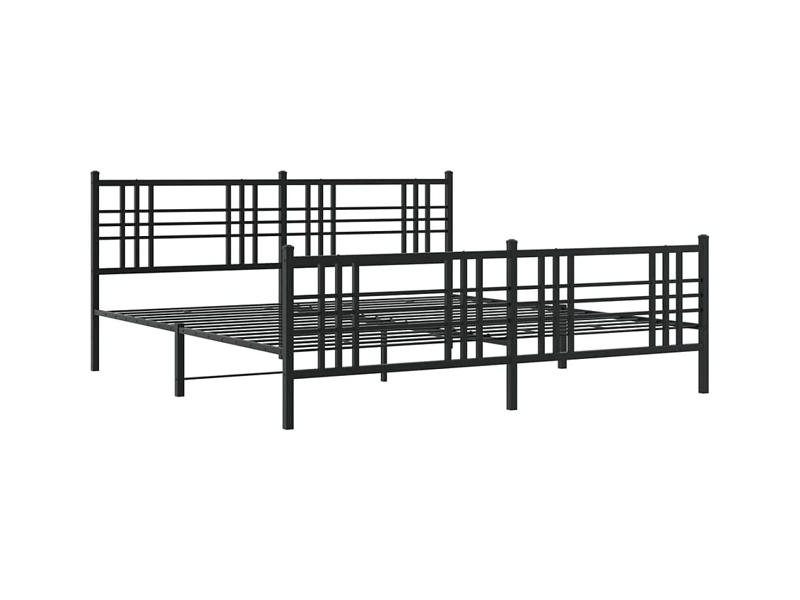 Bedframe met hoofd- en voeteneinde metaal zwart 183x213 cm