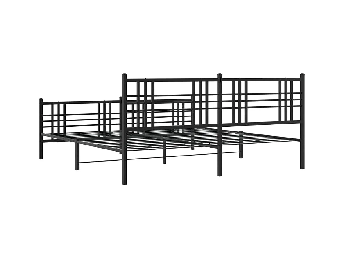 Bedframe met hoofd- en voeteneinde metaal zwart 183x213 cm