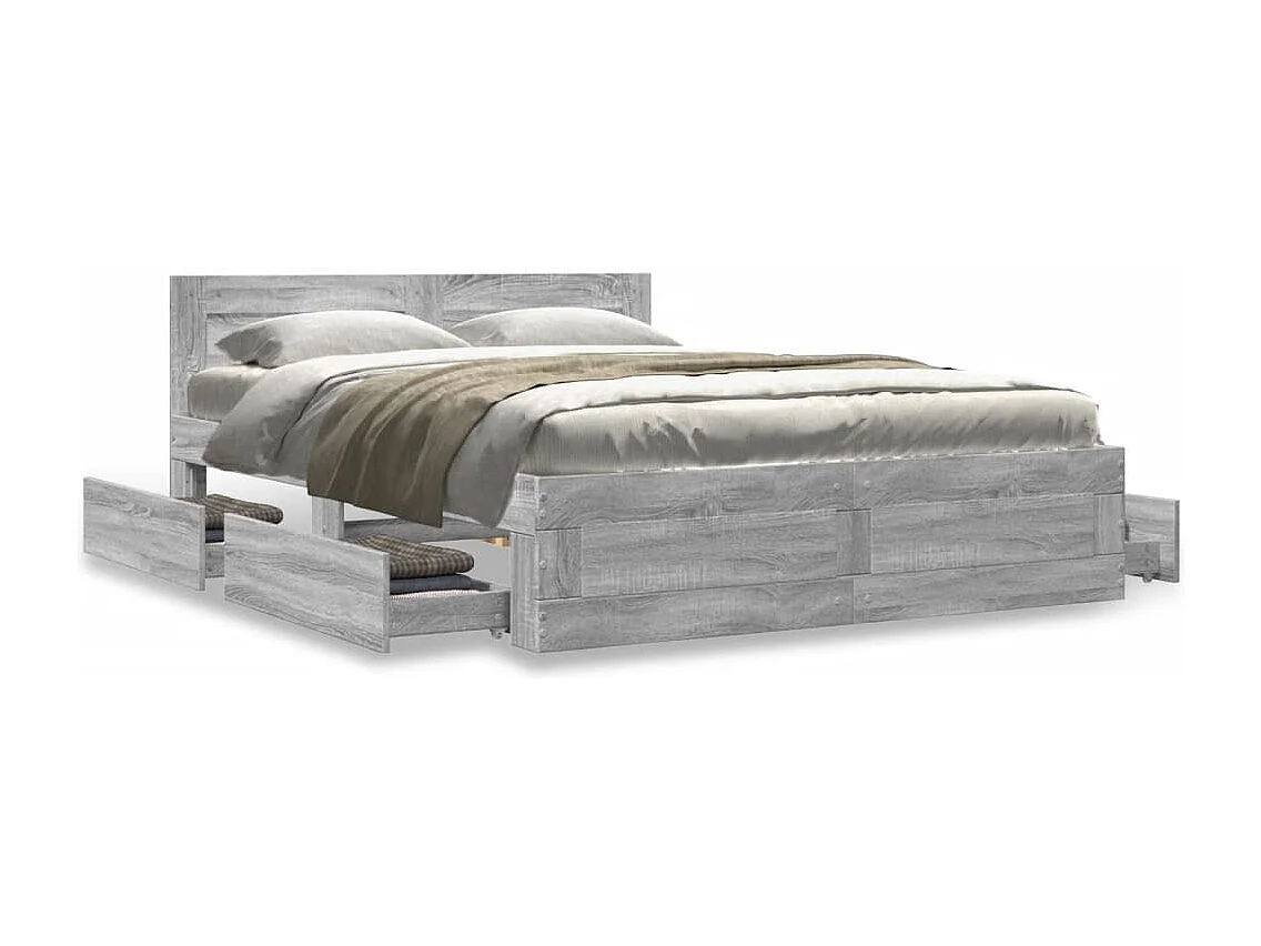 Cadre de lit et tête de lit sans matelas sonoma gris 120x200 cm