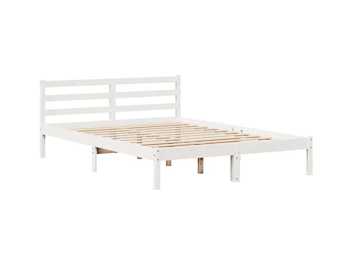 Cama sem colchão 160x200 cm madeira de pinho maciça branco