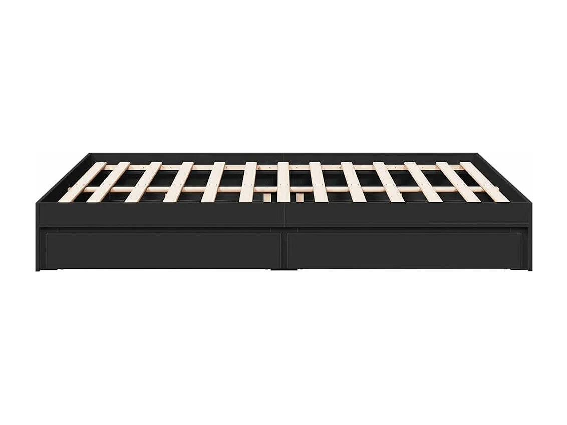 Cadre de lit avec tiroirs sans matelas noir 150x200 cm