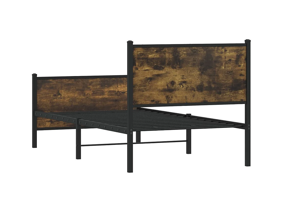 Cadre de lit en métal sans matelas chêne fumé 90x200 cm