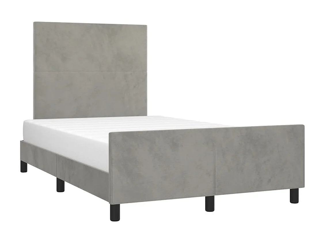 Cadre de lit sans matelas gris clair 120x190 cm velours