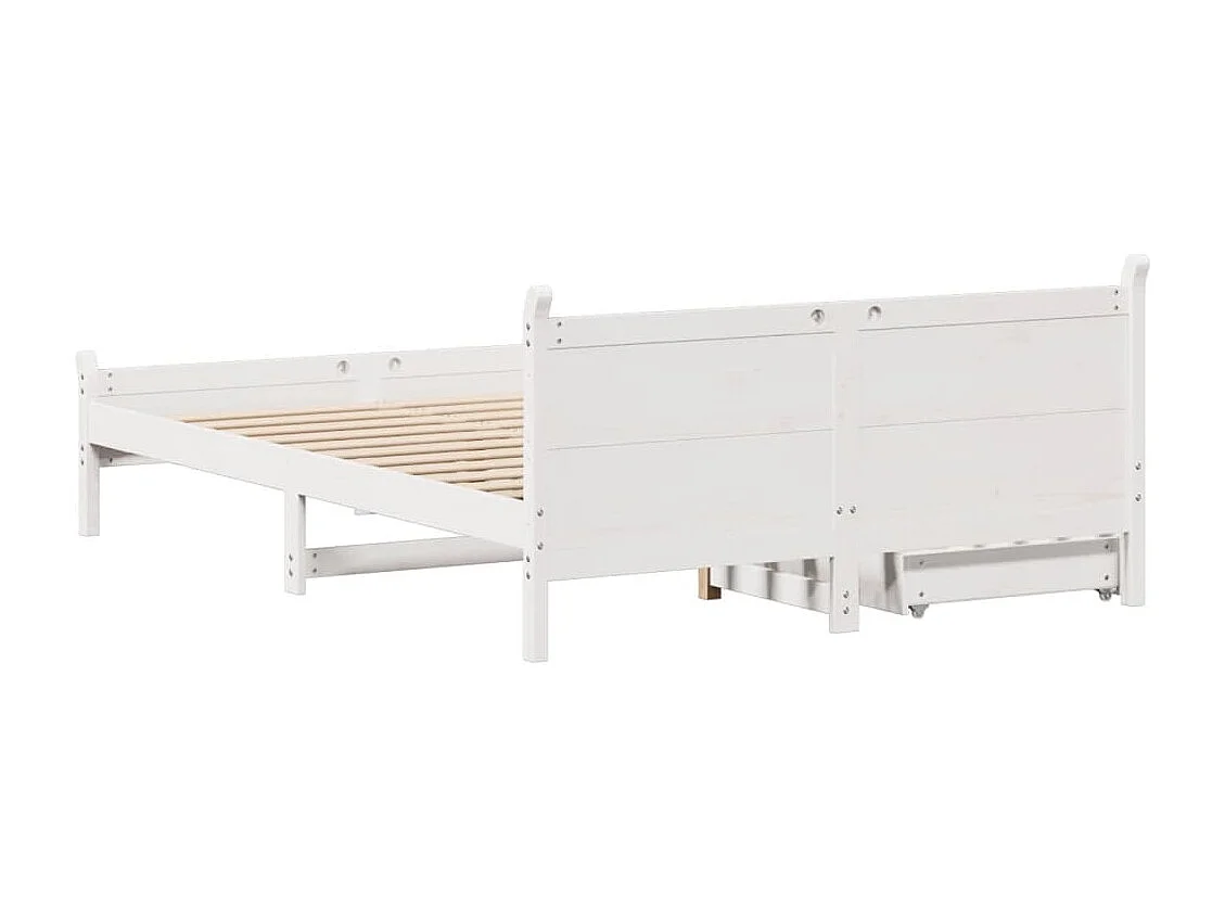 Letto senza Materasso Bianco 150x200 cm Legno Massello di Pino