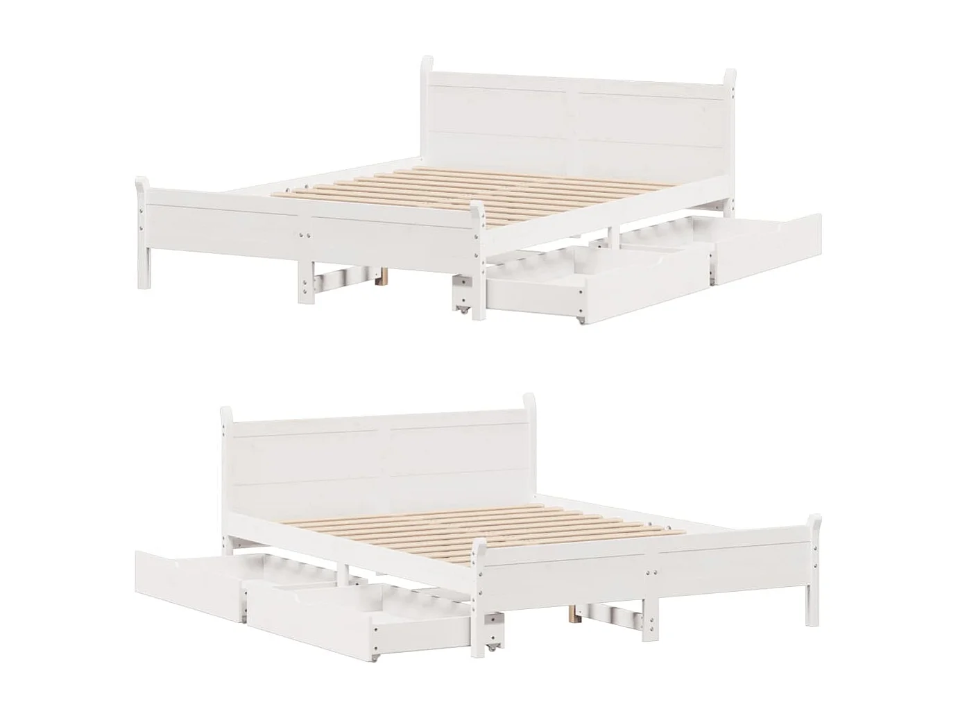 Letto senza Materasso Bianco 150x200 cm Legno Massello di Pino