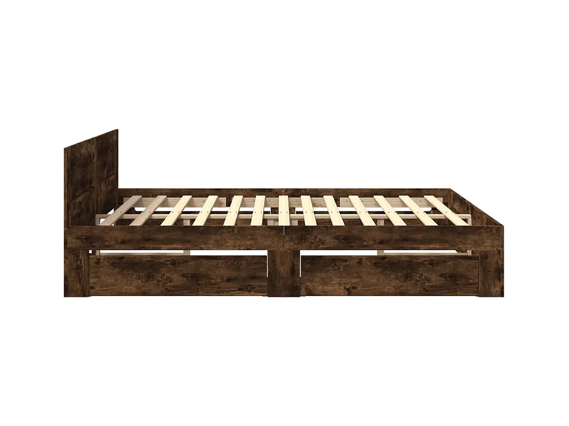 Cadre de lit avec tête de lit sans matelas chêne fumé 180x200cm