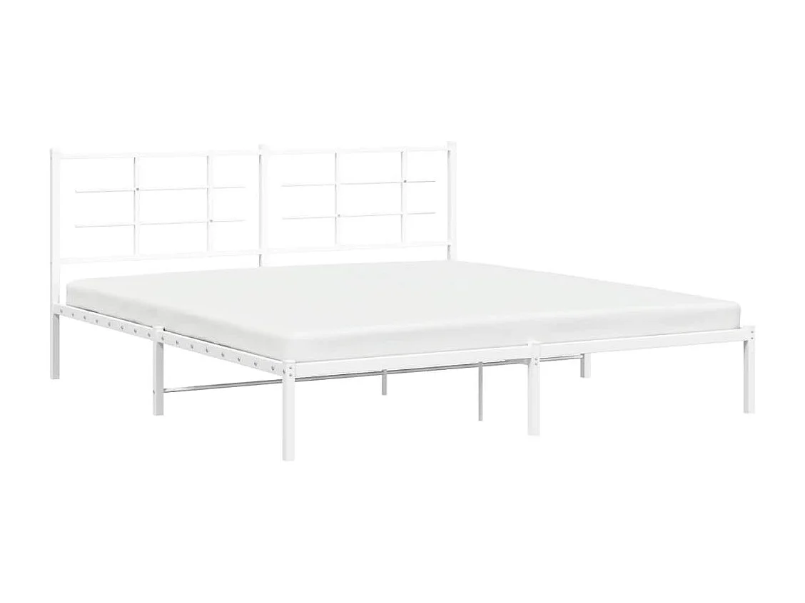 Cadre de lit métal sans matelas et tête de lit blanc 183x213 cm