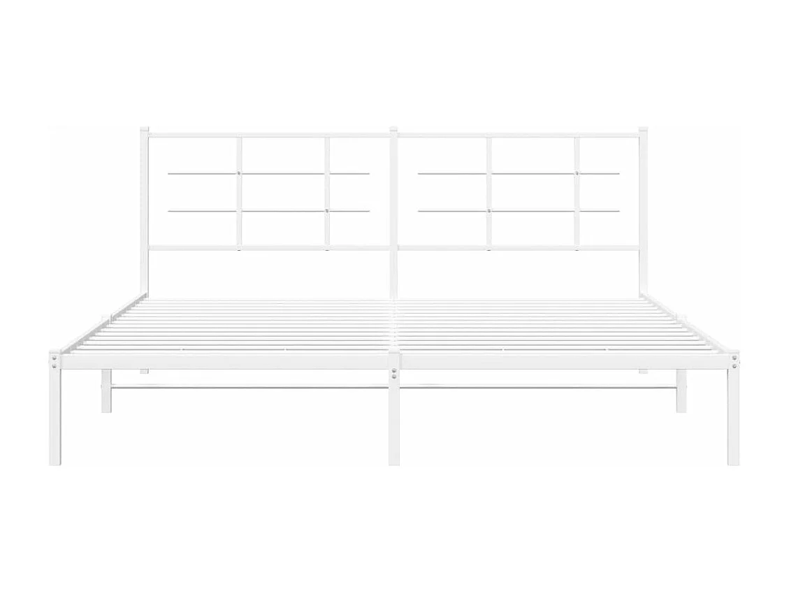 Cadre de lit métal sans matelas et tête de lit blanc 183x213 cm