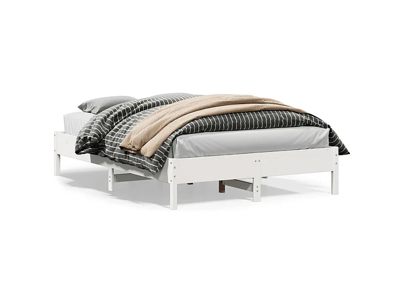Cadre de lit sans matelas blanc 160x200 cm bois de pin massif