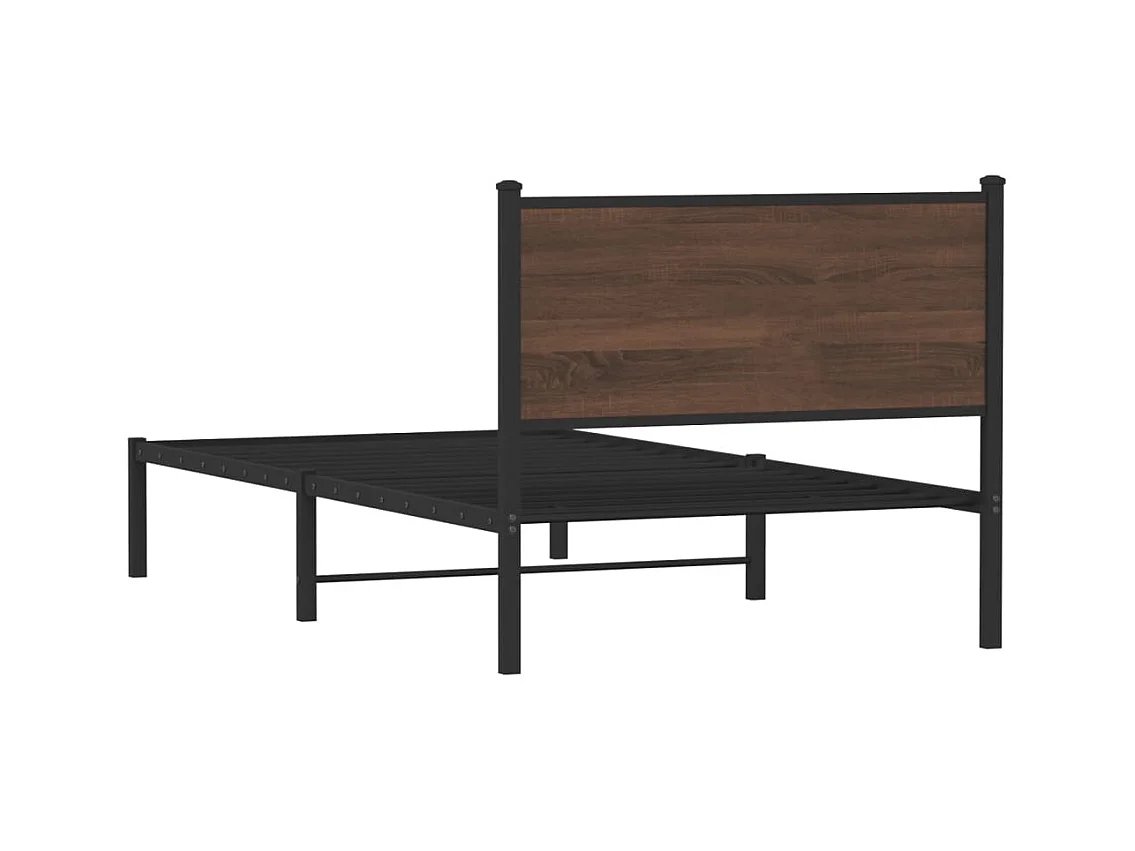 Cadre de lit en métal sans matelas chêne marron 107x203 cm