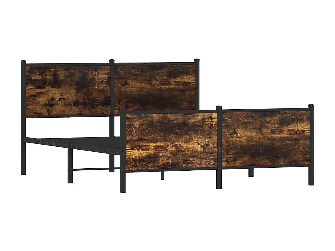 Estrutura de cama sem colchão 150x200 cm metal carvalho fumado