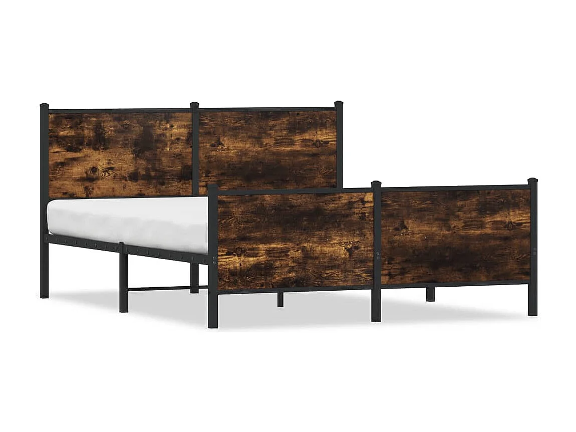Cadre de lit en métal sans matelas chêne fumé 150x200 cm