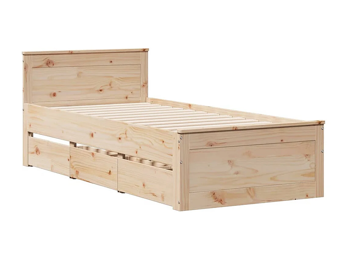 Cadre de lit sans matelas avec tête de lit 90x190 cm pin massif