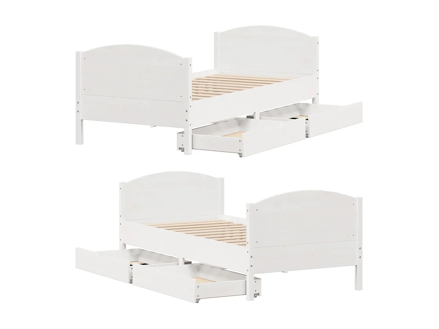 Cadre de lit sans matelas blanc 75x190 cm bois de pin massif