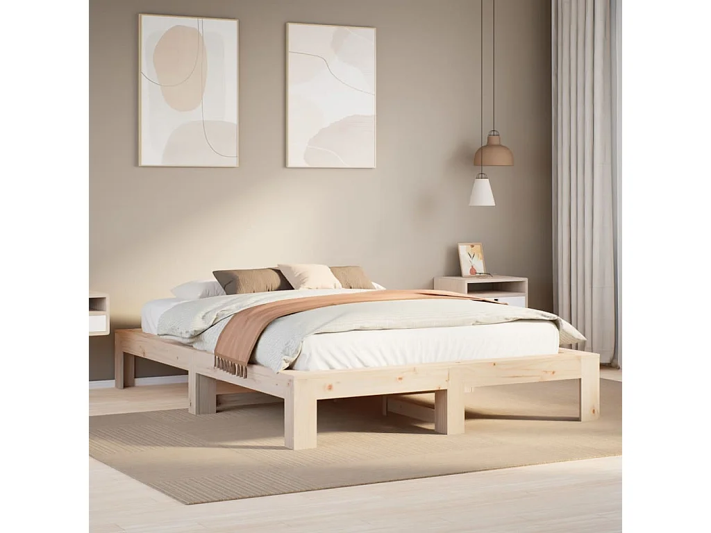Letto senza Materasso 150x200 cm in Legno Massello di Pino