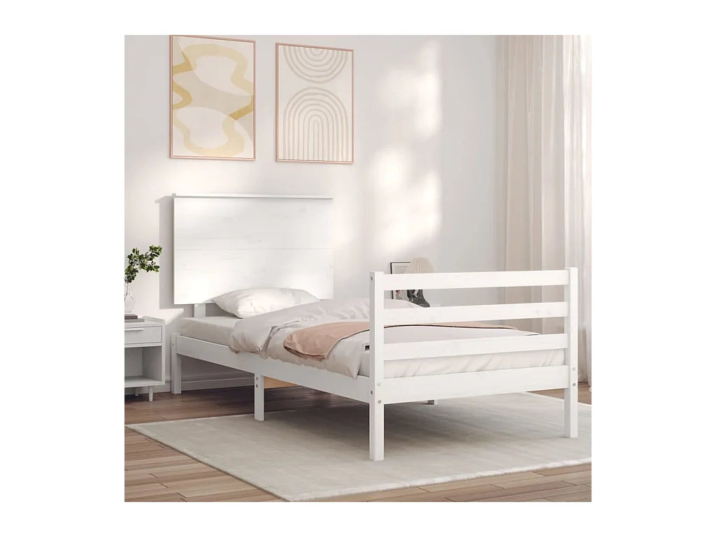 Cadre de lit sans matelas blanc 100x200 cm bois massif