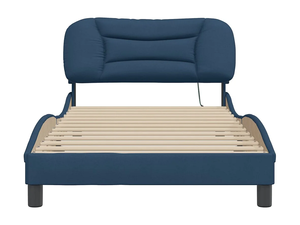 Cadre de lit sans matelas bleu 100x200 cm tissu