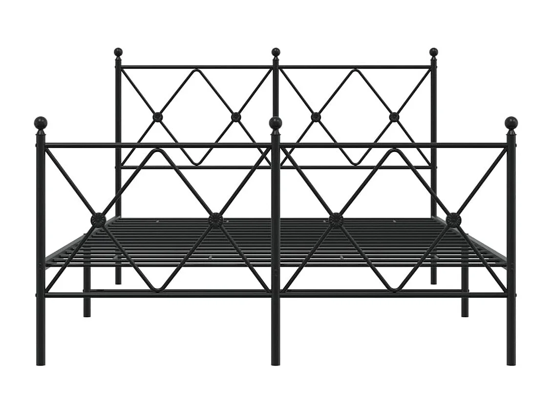 Cadre de lit métal sans matelas avec pied de lit noir 120x200cm