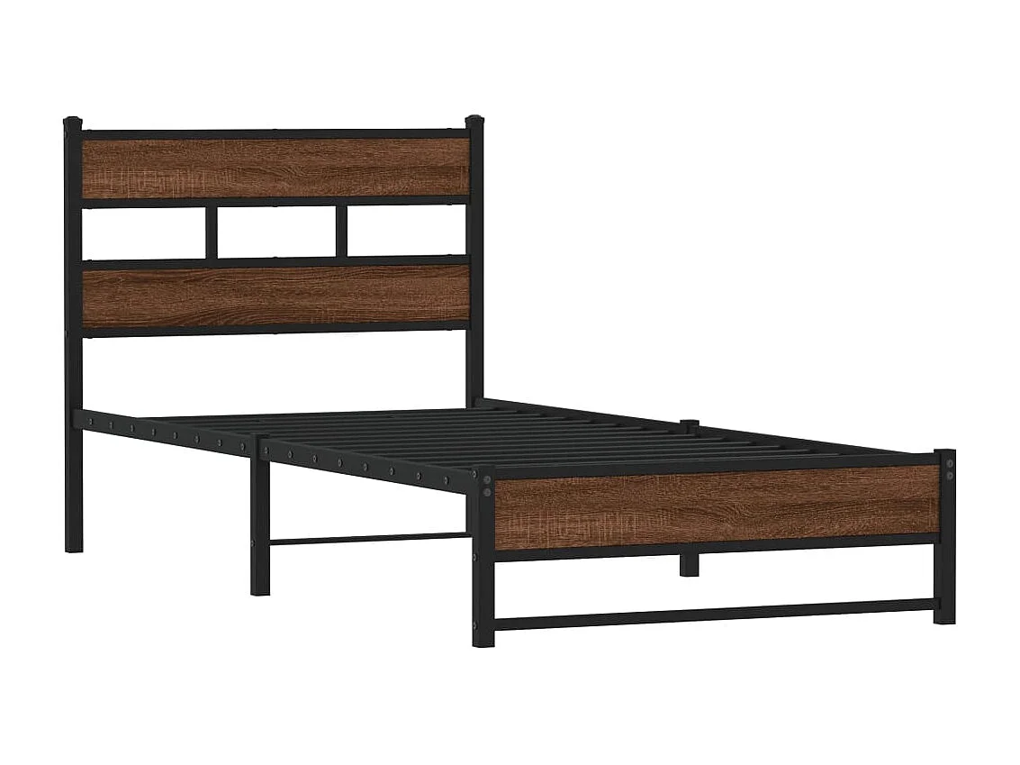 Cadre de lit en métal sans matelas chêne marron 100x190 cm