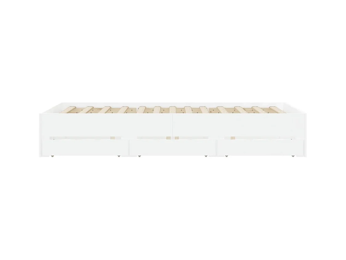 Cadre de lit avec tiroirs sans matelas blanc 135x190 cm