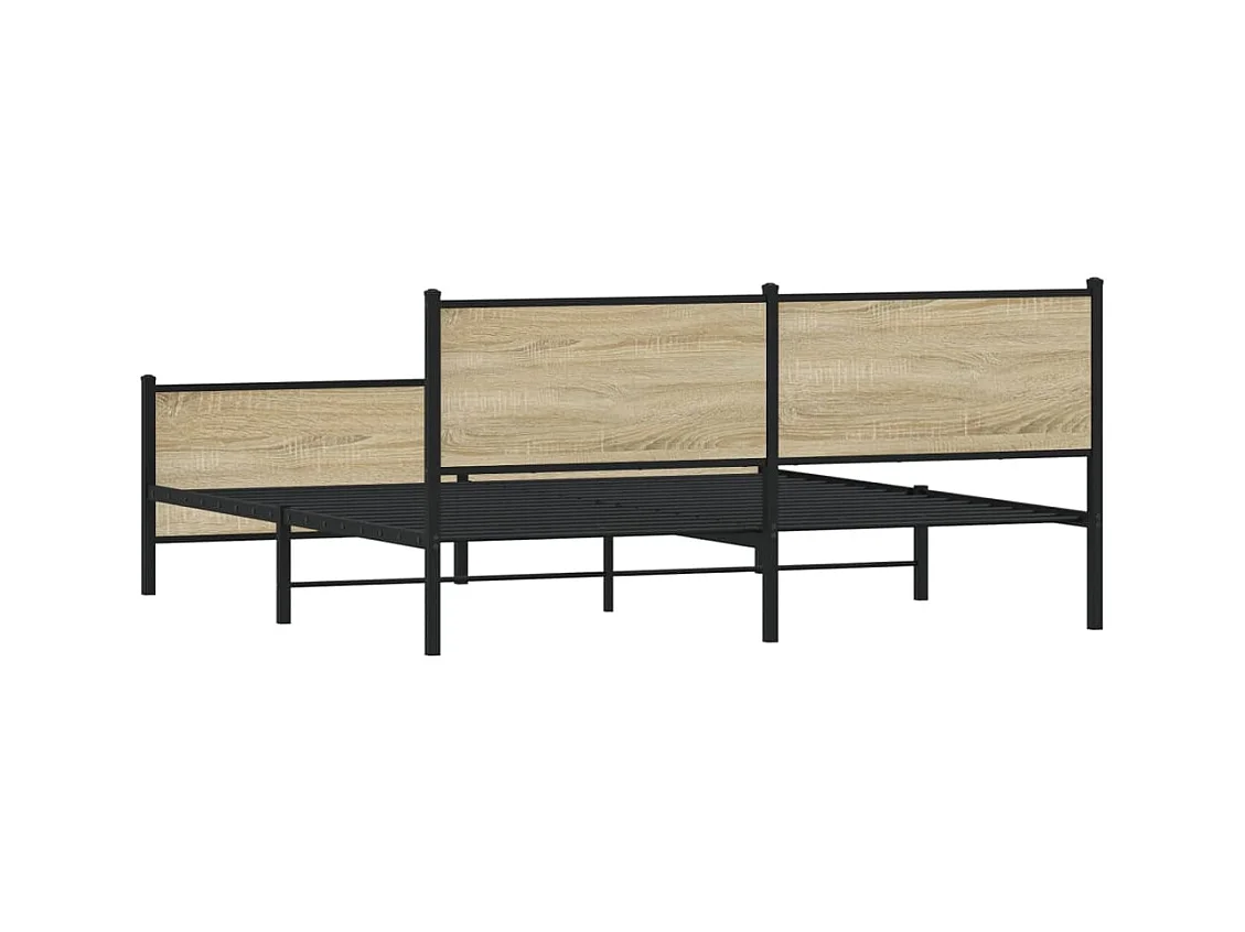 Estrutura de cama sem colchão 200x200cm metal carvalho sonoma