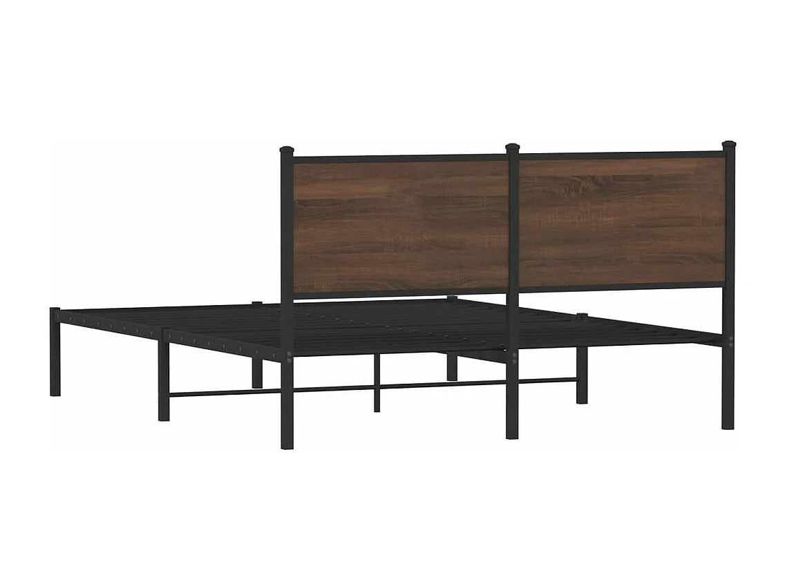 Cadre de lit en métal sans matelas chêne marron 137x190 cm