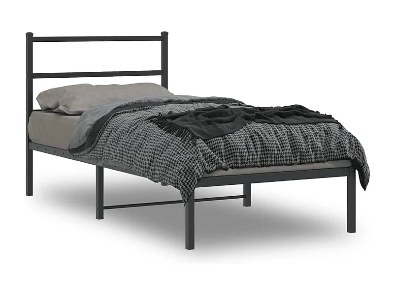 Estrutura de cama com cabeceira 90x190 cm metal preto