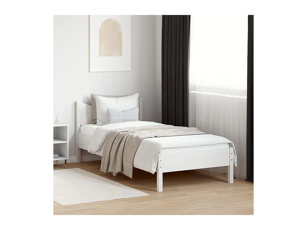 Bedframe zonder matras massief grenenhout wit 90x190 cm