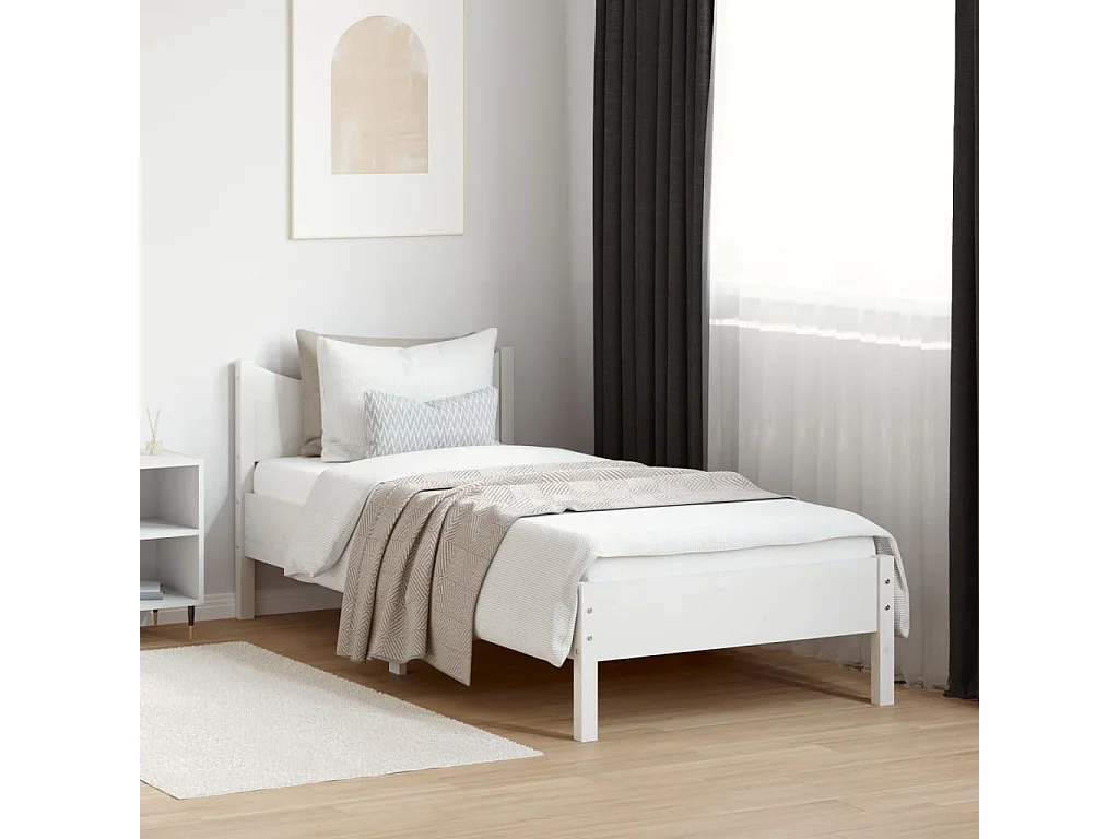 Cadre de lit sans matelas blanc 90x190 cm bois de pin massif