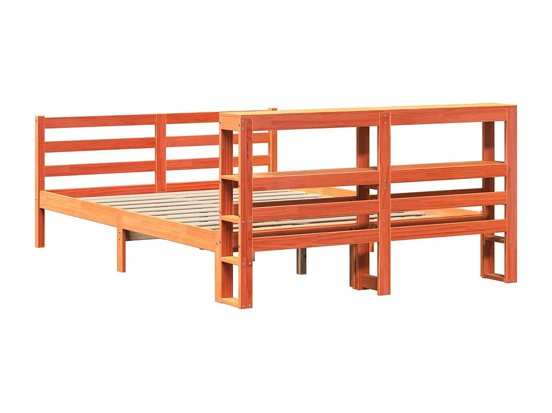 Cadre de lit sans matelas cire marron 120x190cm bois pin massif