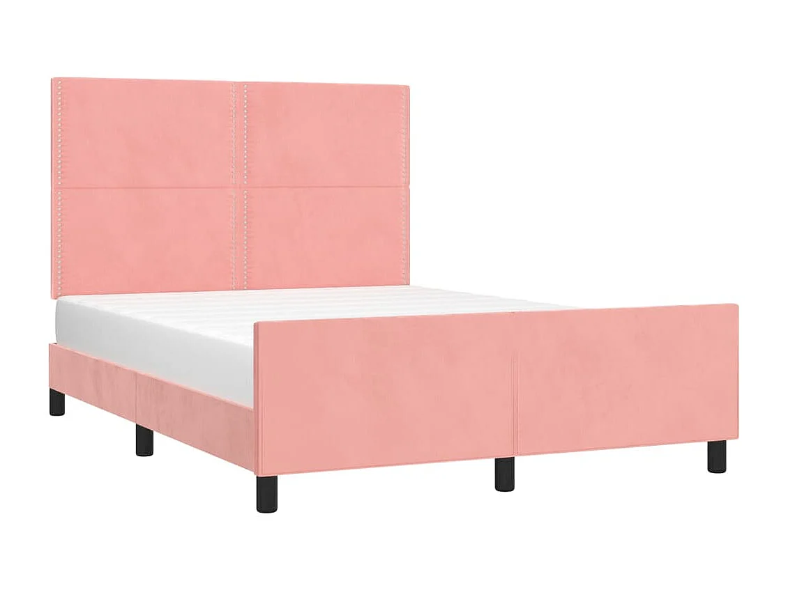 Estrutura de cama c/ cabeceira 140x190 cm veludo rosa