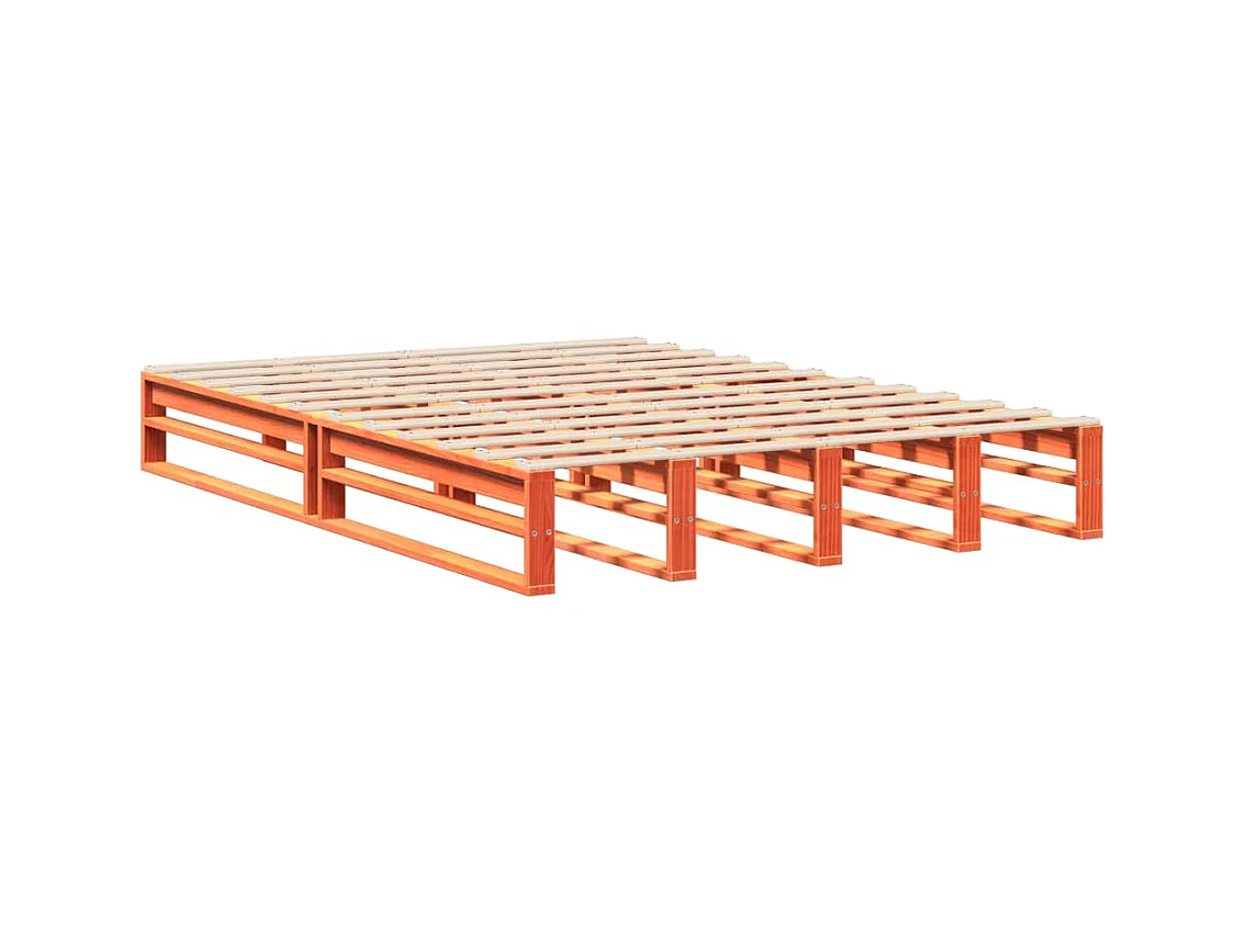 Cadre de lit sans matelas cire marron 150x200cm bois pin massif