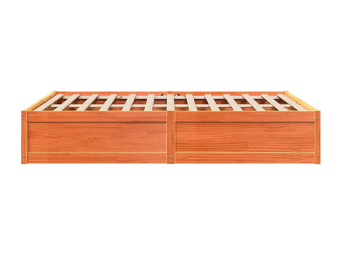 Cadre de lit sans matelas cire marron 140x200cm bois pin massif