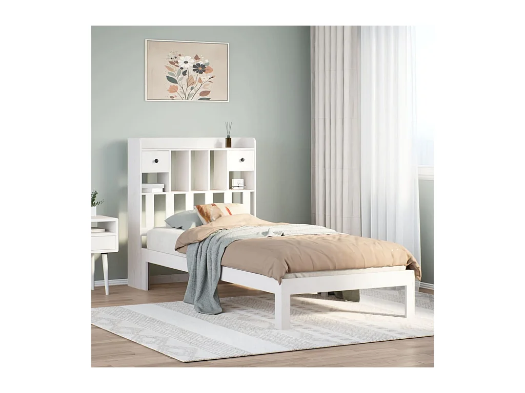Letto con Libreria senza Materasso 75x190 cm in Legno Pino