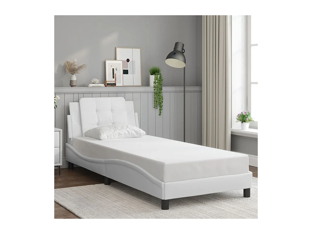 Giroletto con Testiera Bianco 100x200 cm in Similpelle