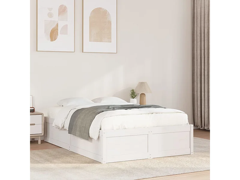 Estructura de cama sin colchón madera de pino blanca 120x200 cm